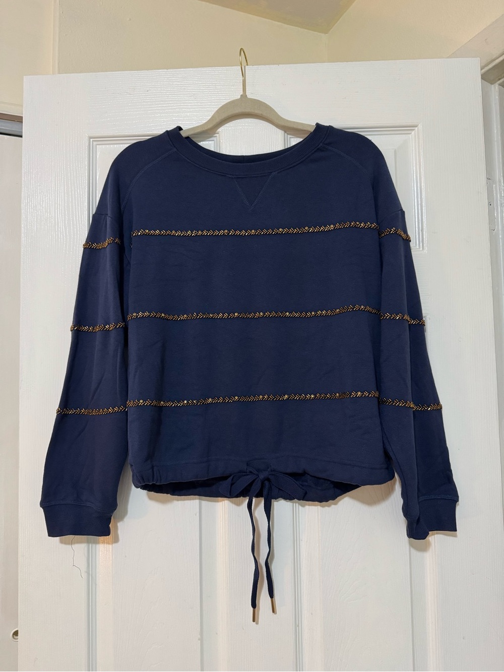 NWT Democracy Navy Blue Beaded Top